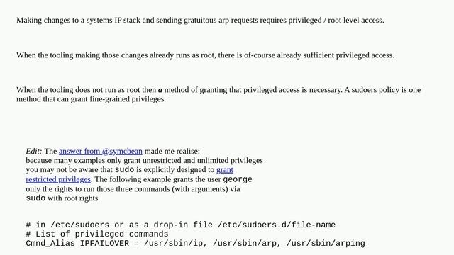 Is 'sudoer' a must for 'ip' command? Anyway to get around it? смотреть онлайн
