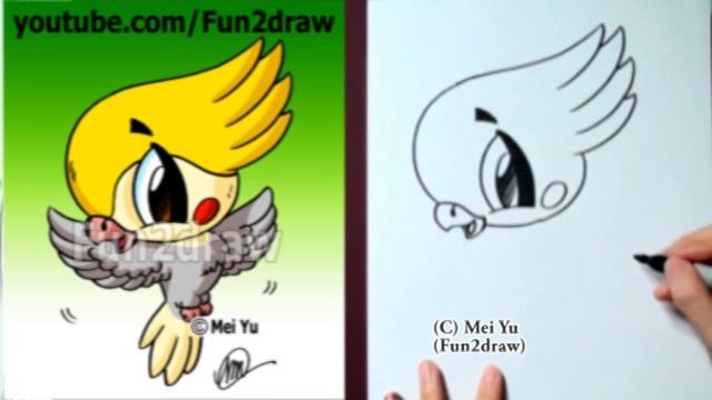 Easy Things to Draw - How to Draw a Bird Flying - Cockatiel (Pet Parrot) - Cute Drawings - Fun2draw смотреть онлайн