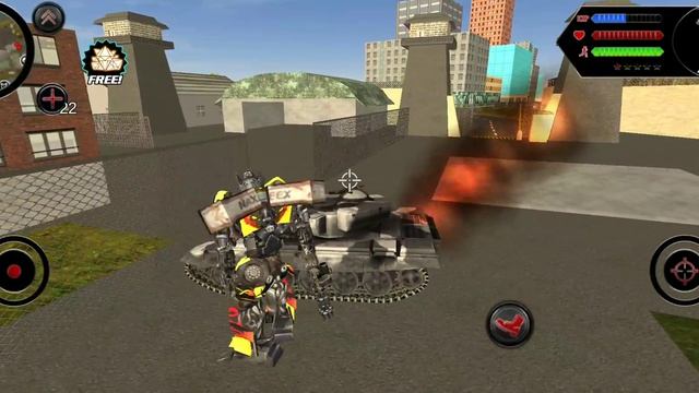 Robot Shark (Transformer Pickup Robot Fight Tank Robot) Army Tank Turned over by Hulk - Gameplay HD смотреть онлайн