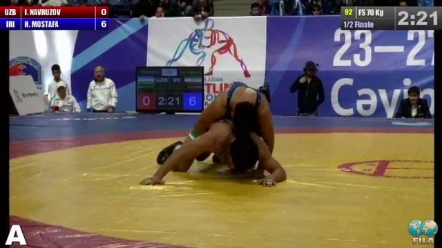 Asian Wrestling Championships Finale 1/2 FS 70 Kg (UZB) Ikhtiyor NAVRUZOV (IRI) Hosinkhary MOSTAFA смотреть онлайн