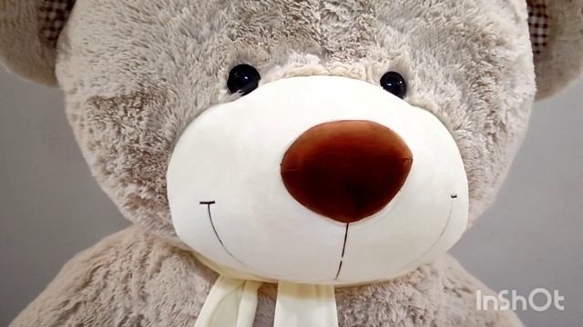 Плюшевый мишка, медведь Тоффи 240 см серо-кремового цвета смотреть онлайн