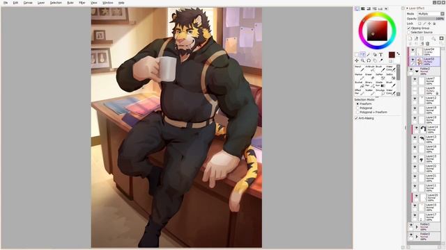 Speed Painting || Furry Tiger || SAI2