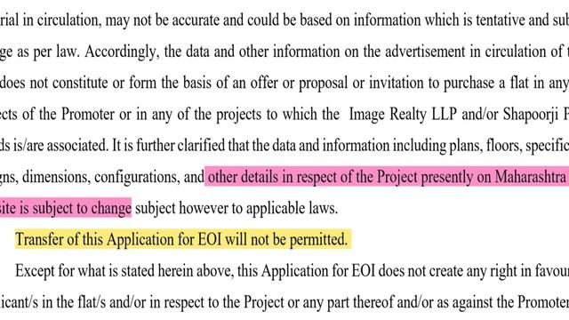 Shapoorji's EOI Format Is NOT In Flat-buyer's Interest | Avoid Expression Of Interest In Vanaha Pun