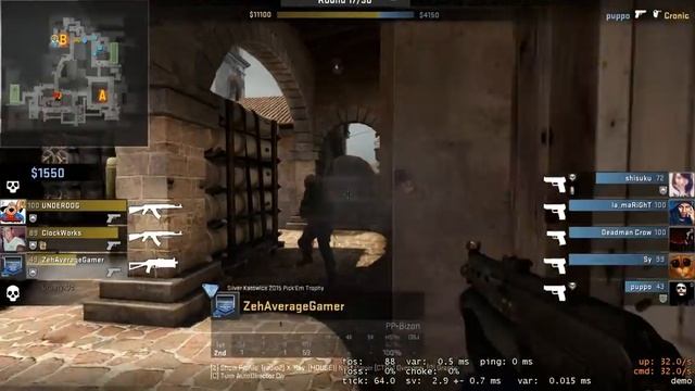 Fast Ace with Bizon 1v5 on B Site Inferno. смотреть онлайн