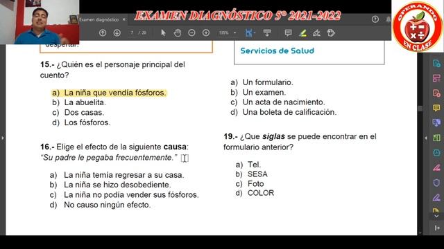 EXAMEN DIAGNÓSTICO QUINTO AÑO 2022-2023. Explicado. смотреть онлайн