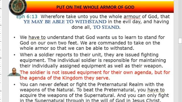 05192021 BIBLE STUDY - THE ARMOR OF GOD = Ephes 6:12-18 =
