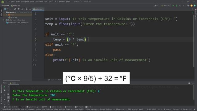 Python temperature conversion program 🌡️ смотреть онлайн