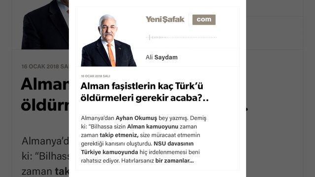 Alman faşistlerin kaç Türk’ü öldürmeleri gerekir acaba?..-Ali Saydam-16.01.2018 смотреть онлайн