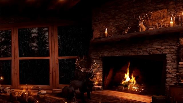 Living room, Fireplace, Rain ⦁ Free Footage for Video editing | Футажи-Мутажи смотреть онлайн