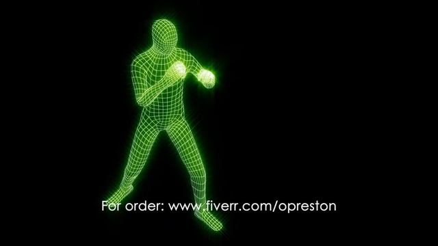 MMA Kick. 3D animation. Hologram. Grid texture. Neon lighting. смотреть онлайн