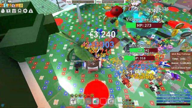 Roblox Bee Swarm Simulator Vicious Bee and Stick Bug in clover field смотреть онлайн
