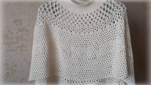 Перевязываю пончо круглое крючком Вяжем с Nilena Sans crochet poncho ч.3 смотреть онлайн