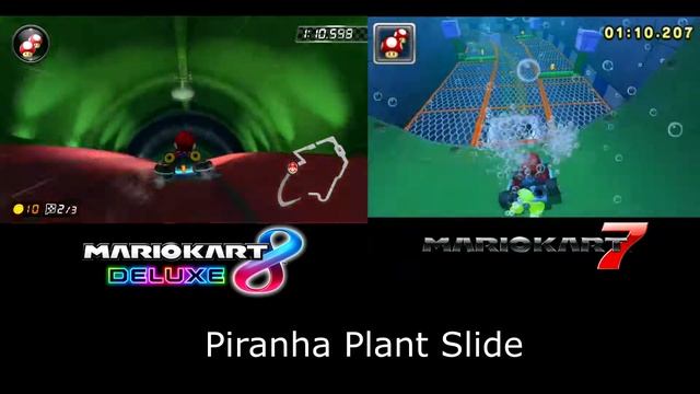 Piranha Plant Slide Mario Kart 7 and 8 Deluxe Comparison смотреть онлайн