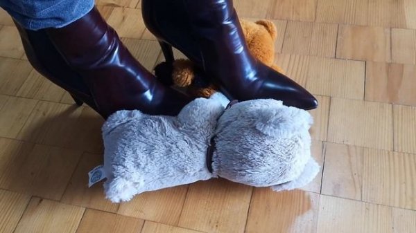 Heels crush teddy | Heels trample teddy | Crushing with ankle boots