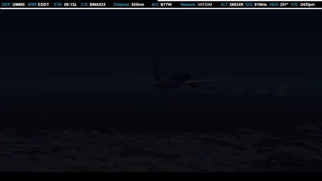 Prepar3D. B77W. UMMS(MINSK-2, MINSK, Belarus)-EDDT(TEGEL, BERLIN, Germany ). 548 nm. VATSIM. смотреть онлайн