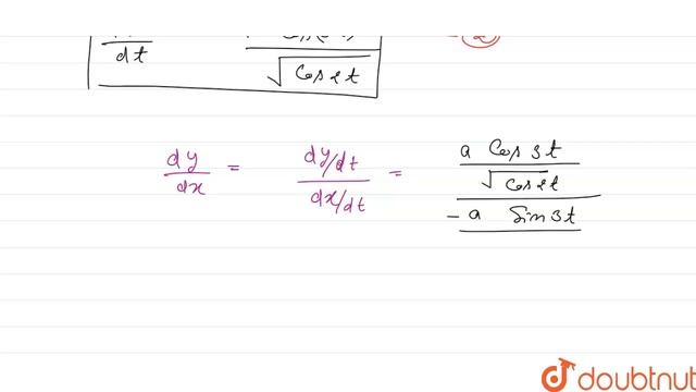 दिया है, x = a cos t sqrt(cos 2t) तथा y = a sin t sqrt(cos 2t) (a gt 0), तब [([1 + ((dy)/(dx))^(... смотреть онлайн