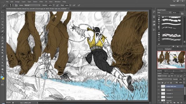 Speed Art 9# - Mortal Kombat Scorpion & Sub Zero Fan art смотреть онлайн