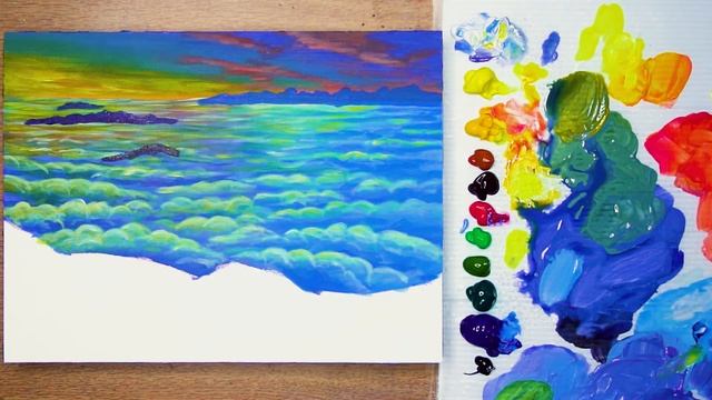 Sunrise Clouds Landscape Painting/ Sunrise With Mountains Acrylic Painting / Daily Art 33 смотреть онлайн