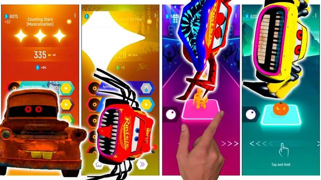 Cars Mater Exe Vs Lighting McQueen Eater Vs Spider Lighting McQueen Vs Cruz Ramirez Eater Tiles Hop