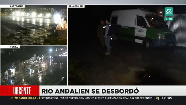 Nuevo desborde del Río Andalien: Intensa lluvia provoca aumento del caudal de agua смотреть онлайн