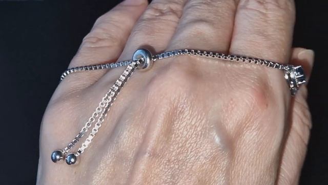 Серебряный браслет со звёздчатыми сапфирами (безразмерный) смотреть онлайн