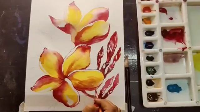 VIBRANT TROPICAL PLUMERIA WATER COLOUR /TRANSPARENT WATER COLOUR //STEP BY STEP WATER COLOUR смотреть онлайн