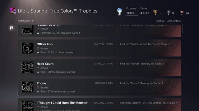 Road To The Life Is Strange True Colors (PS5) Platinum Trophy (plat #652) смотреть онлайн