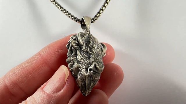 Silver Bison Pendant, Buffalo, Hand Carved, Men's Jewelry, Heirloom, Wild Animal, Yellowstone смотреть онлайн