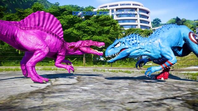 Superhero Dino Battle | Jurassic World Evolution: T-Rex Chomper Vs Spiderman MEGALODON Vs Superman!