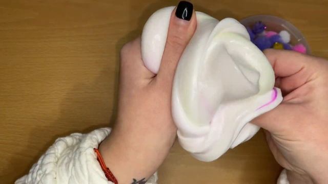 White Slime With Neon Markers And Pompoms | Slime And Fun #38