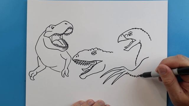 How To Draw TREX VS GIGANOTOSAURUS VS THERIZINOSAURUS