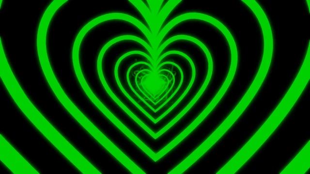 Green Neon Lights Heart Tunnel Background смотреть онлайн