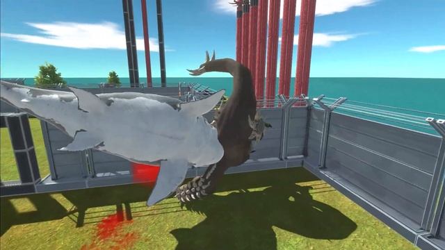 Mutant Megalodon Shark in Battle with All Dinosaurs - Animal Revolt Battle Simulator смотреть онлайн