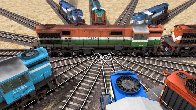 16 LINE BRANCHED DIAMOND RAILROAD CROSSING ON BUMPY TRACKS||Indian Railways Train Simulator смотреть онлайн