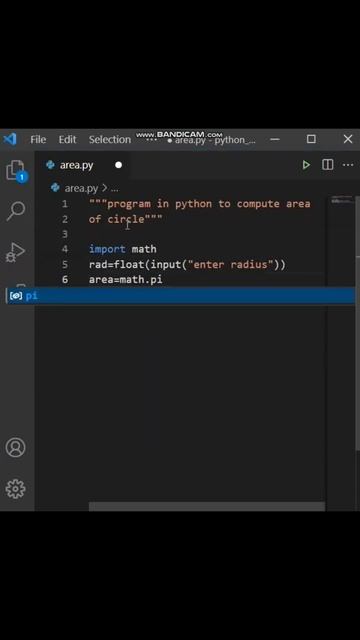 Program in python to calculate area of a circle🔴.#shorts смотреть онлайн