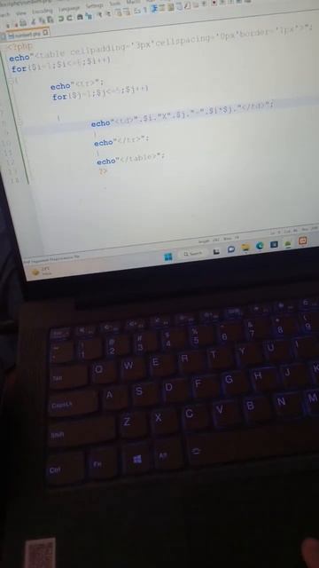 Multiplication Table By Php Coding #php #java #html #python #shorts #laptop #coding #webdesign #lik