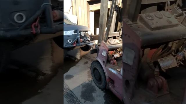 Белый Бегемот катается на погрузчике :-D смотреть онлайн