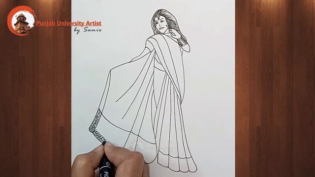 QUICK Doodle art#43 /How to Draw a Traditional Girl with Saree/Mandala / Beautiful Girl Zentangle смотреть онлайн