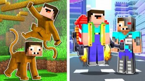 НУБ И ПРО ЭВОЛЮЦИЯ ИЗ ОБЕЗЬЯНЫ В СУПЕР ЧЕЛОВЕКА МАЙНКРАФТ ! НУБИК