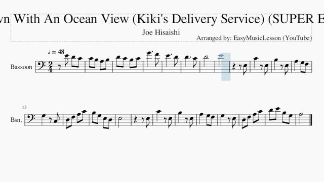 SUPER EASY Bassoon Sheet Music: How to play A Town With An Ocean View (Kiki's Delivery Service) смотреть онлайн