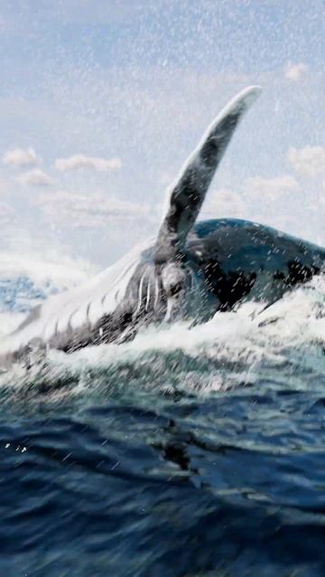 blue humpback whale jump - 3D animation смотреть онлайн