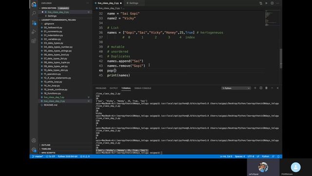 Python Live Full Course Classes for beginners in Telugu | Part 2 | Sai Gopi смотреть онлайн