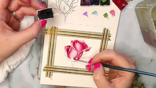 Как нарисовать розу акварелью | How to Paint a Rose with Watercolor | Simple Rose for Beginners смотреть онлайн