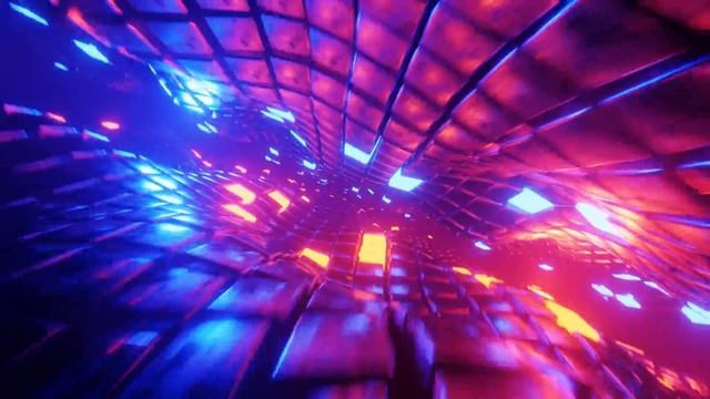 4K VJ Loop. Flying through a futuristic tunnel with neon lights. смотреть онлайн