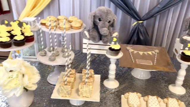 Elephant Theme Neutral Yellow/Grey Themed Baby Shower - D&R decor - Toronto Event decorator смотреть онлайн