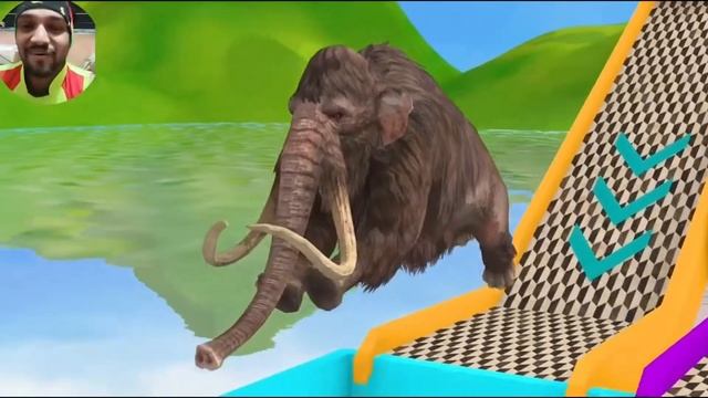 Long Slide Game With Elephant Gorilla Buffalo Hippopotamus Tiger - 3d Animal Game смотреть онлайн