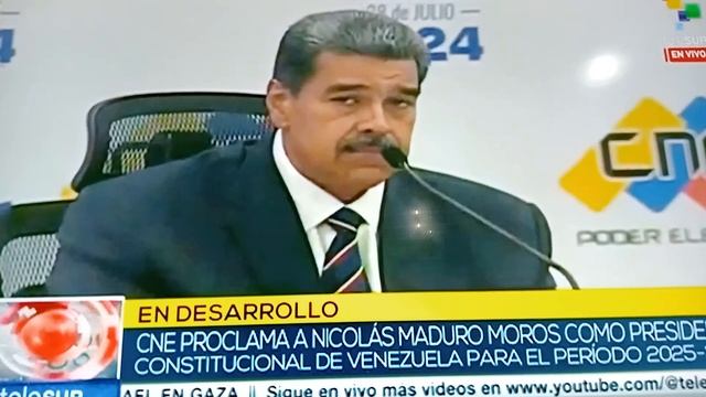 VENEZUELA/ELECCIONES 2024/PODER ELECTORAL PROCLAMA A NICOLAS MADURO MOROS. Fuente: Telesur