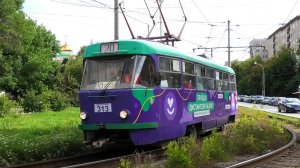 Трамвай Екатеринбурга Tatra T3SU №313 следует по маршруту №20