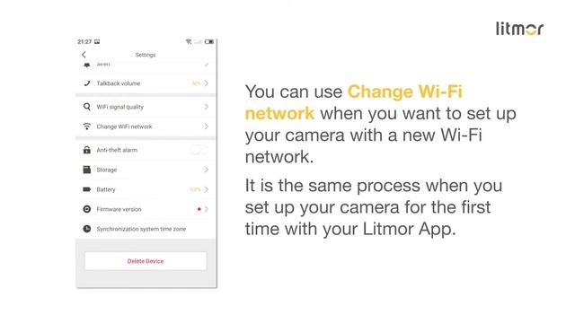 Litmor Device Setting Menu - Change WiFi Network