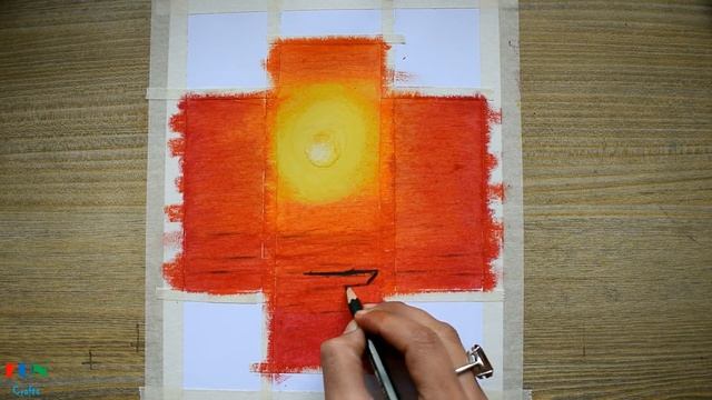 Sunset 3D Scenery Drawing with Oil Pastel Step by Step смотреть онлайн